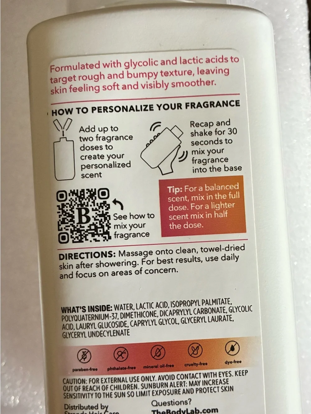 The Body Lab by Strands Create your own fragrance Smoothing Body Lotion